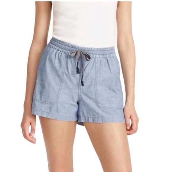 J. CREW Point Sur Seaside Chambray Drawstring Shorts Women's Size XS - Picture 1 of 16